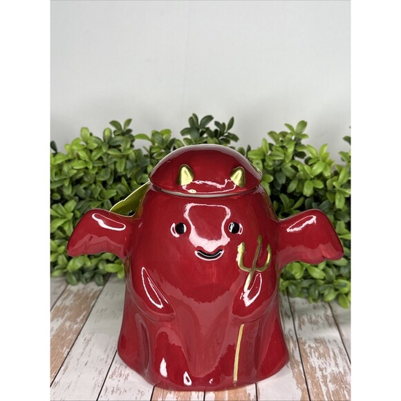 Goblins & Ghouls Devil & Angel Ghost Candle Jars – Large Ceramic Halloween Decor - Picture 1 of 10